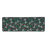 Christmas Floral Dragonfly Pattern Print Long Kitchen Mat