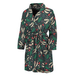 Christmas Floral Dragonfly Pattern Print Men's Bathrobe