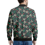 Christmas Floral Dragonfly Pattern Print Men's Bomber Jacket