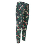 Christmas Floral Dragonfly Pattern Print Men's Compression Pants