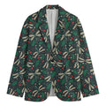 Christmas Floral Dragonfly Pattern Print Men's Cotton Blazer