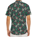 Christmas Floral Dragonfly Pattern Print Men's Deep V-Neck Shirt