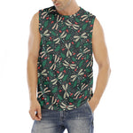 Christmas Floral Dragonfly Pattern Print Men's Fitness Tank Top
