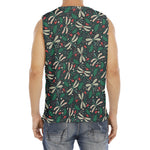 Christmas Floral Dragonfly Pattern Print Men's Fitness Tank Top