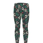 Christmas Floral Dragonfly Pattern Print Men's leggings