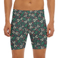 Christmas Floral Dragonfly Pattern Print Men's Long Boxer Briefs