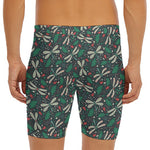 Christmas Floral Dragonfly Pattern Print Men's Long Boxer Briefs