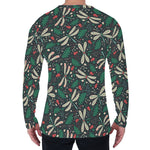 Christmas Floral Dragonfly Pattern Print Men's Long Sleeve T-Shirt