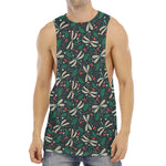 Christmas Floral Dragonfly Pattern Print Men's Muscle Tank Top
