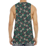 Christmas Floral Dragonfly Pattern Print Men's Muscle Tank Top
