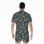 Christmas Floral Dragonfly Pattern Print Men's Rompers