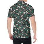 Christmas Floral Dragonfly Pattern Print Men's Shirt