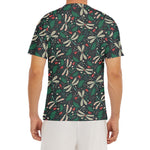 Christmas Floral Dragonfly Pattern Print Men's Short Sleeve Rash Guard