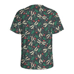 Christmas Floral Dragonfly Pattern Print Men's Sports T-Shirt