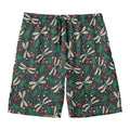 Christmas Floral Dragonfly Pattern Print Men's Swim Trunks