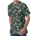 Christmas Floral Dragonfly Pattern Print Men's Velvet T-Shirt