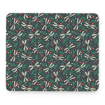 Christmas Floral Dragonfly Pattern Print Mouse Pad