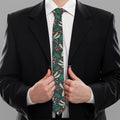 Christmas Floral Dragonfly Pattern Print Necktie