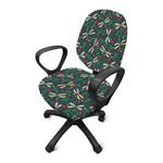 Christmas Floral Dragonfly Pattern Print Office Chair Cover
