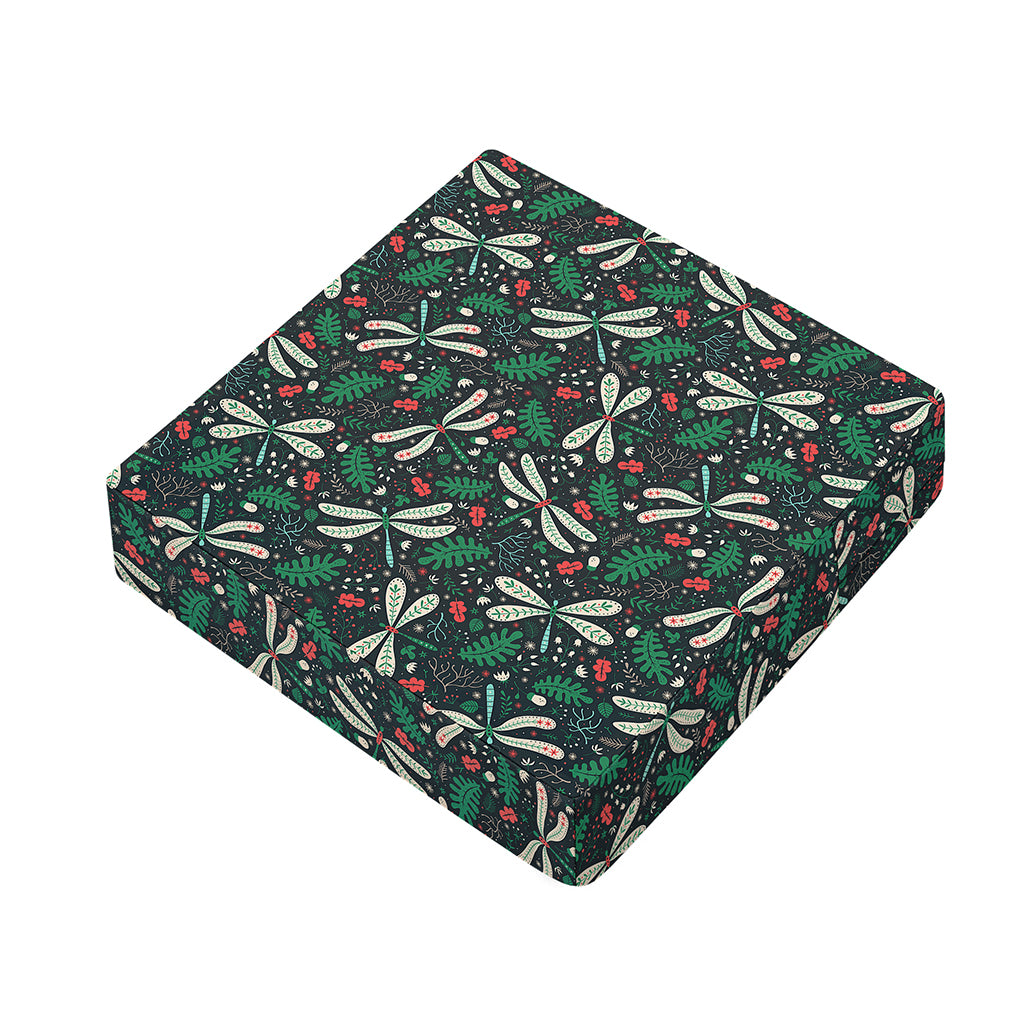 Christmas Floral Dragonfly Pattern Print Outdoor Seat Cushion Cover