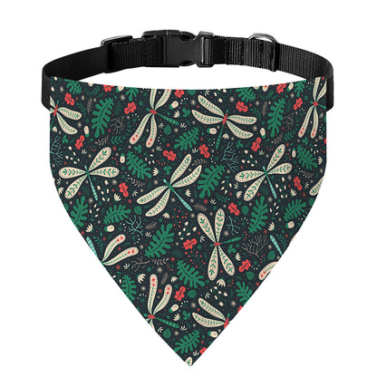 Christmas Floral Dragonfly Pattern Print Over The Collar Dog Bandana