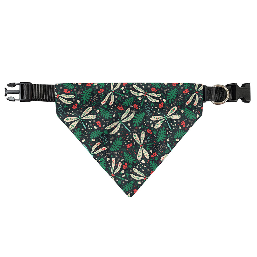 Christmas Floral Dragonfly Pattern Print Over The Collar Dog Bandana