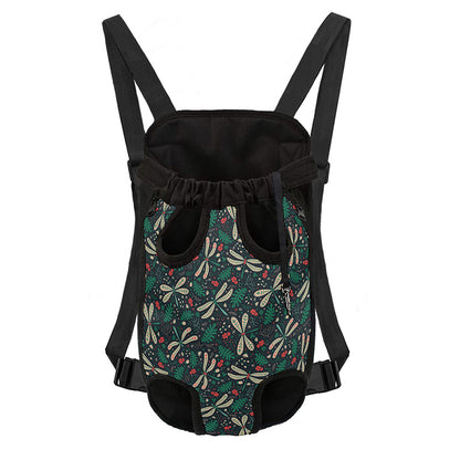 Christmas Floral Dragonfly Pattern Print Pet Carrier Backpack