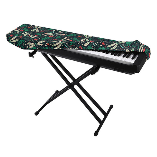 Christmas Floral Dragonfly Pattern Print Piano Keyboard Cover