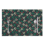 Christmas Floral Dragonfly Pattern Print Placemat