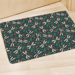 Christmas Floral Dragonfly Pattern Print Polyester Doormat