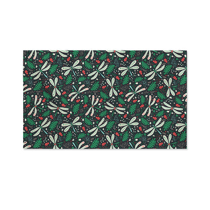Christmas Floral Dragonfly Pattern Print Polyester Flag