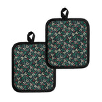 Christmas Floral Dragonfly Pattern Print Pot Holders