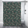 Christmas Floral Dragonfly Pattern Print Premium Shower Curtain