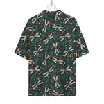 Christmas Floral Dragonfly Pattern Print Rayon Hawaiian Shirt