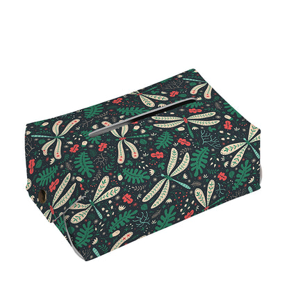 Christmas Floral Dragonfly Pattern Print Rectangle Tissue Box Cover