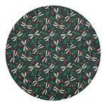 Christmas Floral Dragonfly Pattern Print Round Blanket