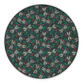 Christmas Floral Dragonfly Pattern Print Round Floor Mat