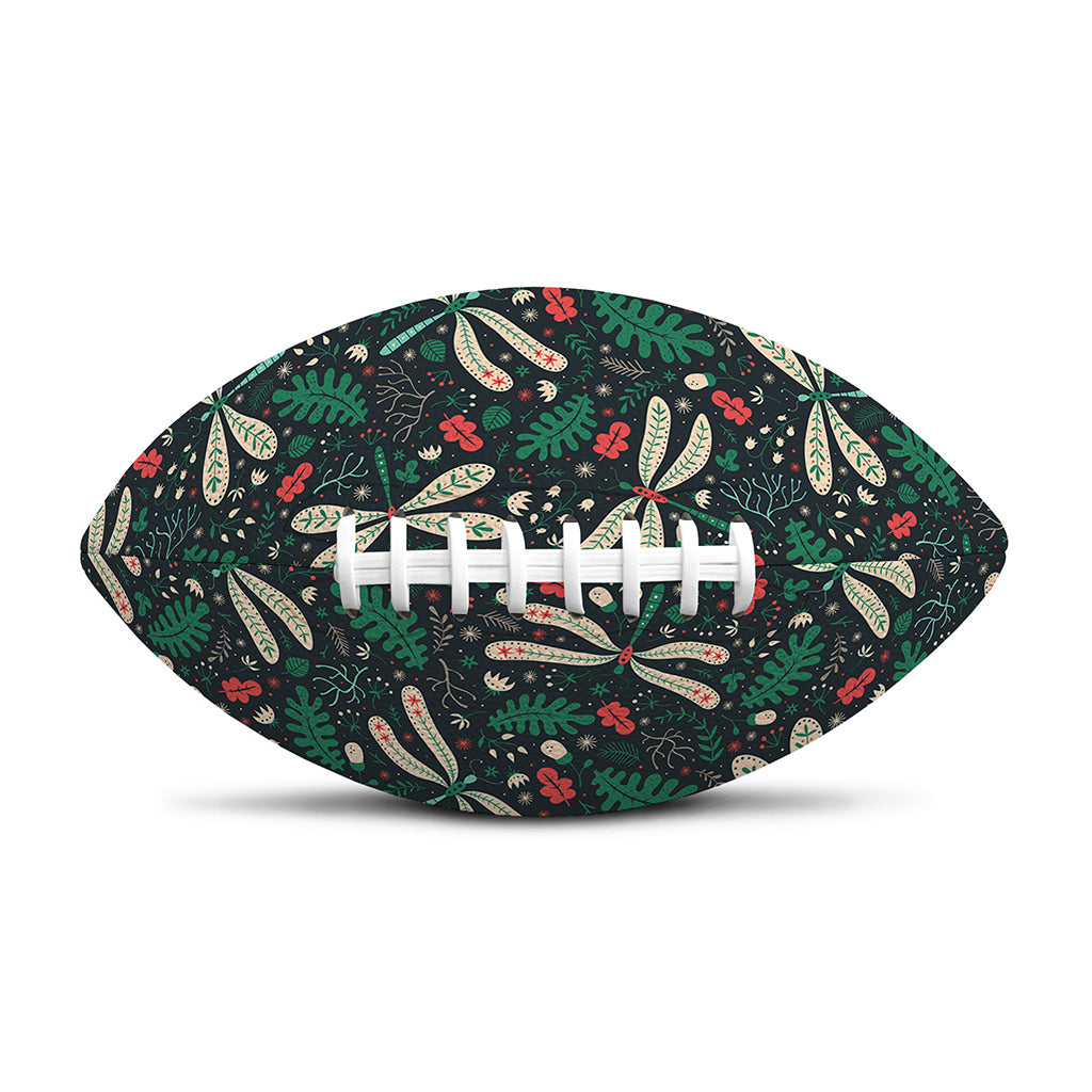 Christmas Floral Dragonfly Pattern Print Rugby Ball