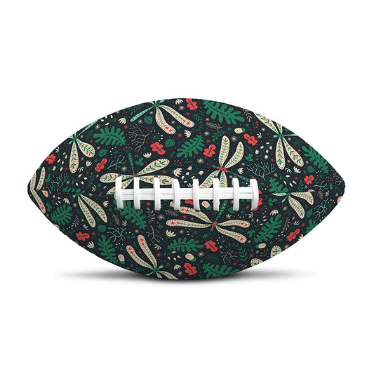 Christmas Floral Dragonfly Pattern Print Rugby Ball