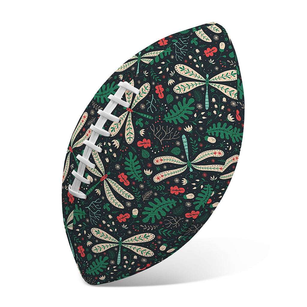 Christmas Floral Dragonfly Pattern Print Rugby Ball