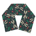 Christmas Floral Dragonfly Pattern Print Scarf