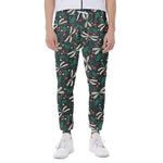 Christmas Floral Dragonfly Pattern Print Scuba Joggers