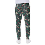 Christmas Floral Dragonfly Pattern Print Scuba Joggers