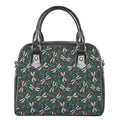 Christmas Floral Dragonfly Pattern Print Shoulder Handbag