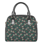 Christmas Floral Dragonfly Pattern Print Shoulder Handbag