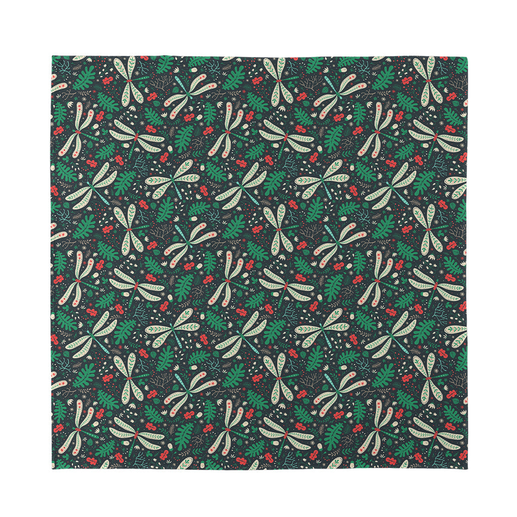 Christmas Floral Dragonfly Pattern Print Silk Bandana
