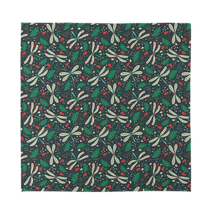 Christmas Floral Dragonfly Pattern Print Silk Bandana
