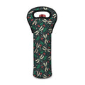 Christmas Floral Dragonfly Pattern Print Single Neoprene Wine Tote