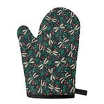 Christmas Floral Dragonfly Pattern Print Single Oven Mitt