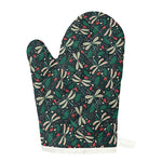 Christmas Floral Dragonfly Pattern Print Single Oven Mitt